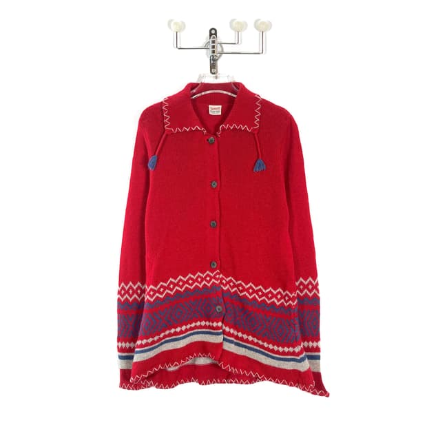 빈티지 스티치 울 블렌드 가디건