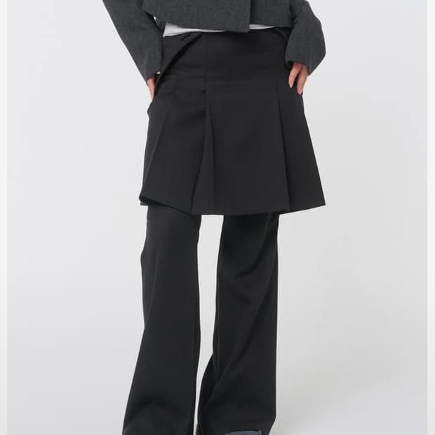 미세키서울 플리츠 미디 스커트 팬츠 세트 블랙 1