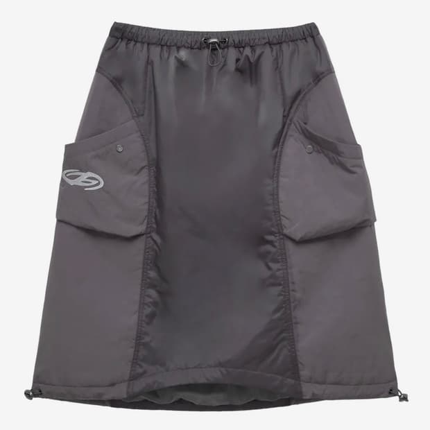 허그유어스킨 벌룬 패딩 미디 스커트 브라운