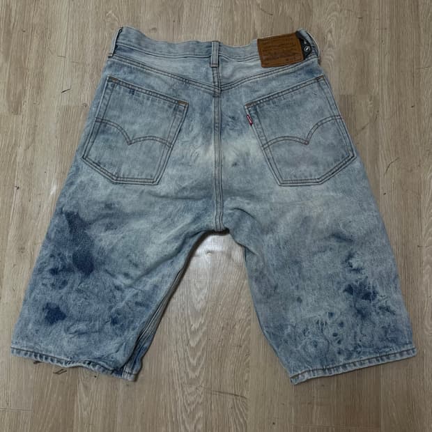 리바이스 아이스워싱 배기 데님 반바지 W30