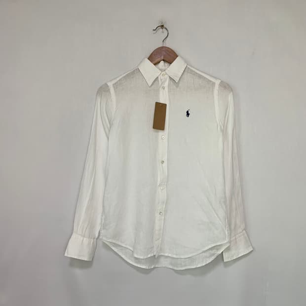 폴로 랄프로렌 린넨 긴팔 셔츠 화이트 아이보리 릴렉스핏