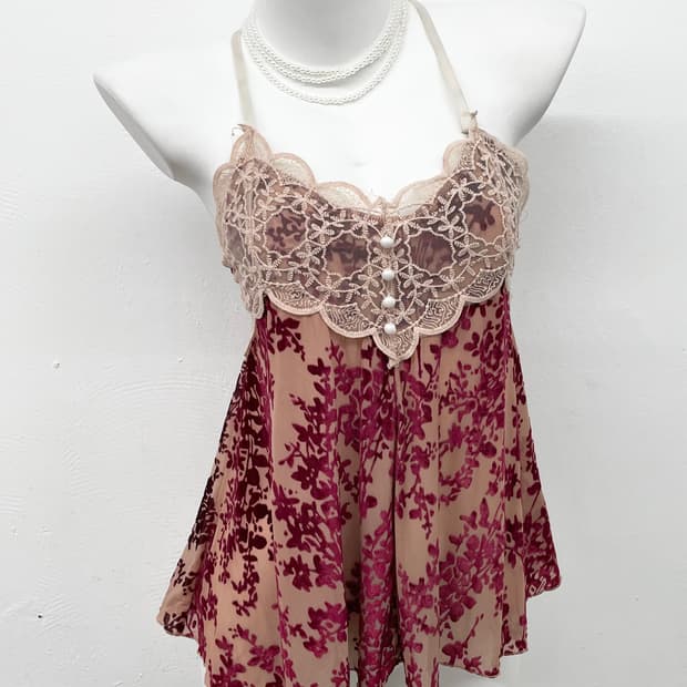 오리엔탈 플로럴 버튼 슬립