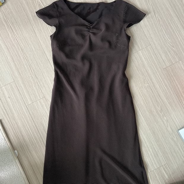 빈티지 브라운 도트 원피스