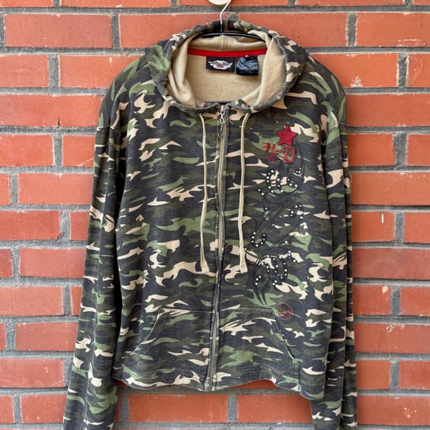 할리데이비슨 카모 스터드 후드집업