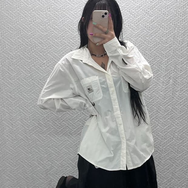 뉴발란스 올드스쿨 빈티지 투포켓 크림 워크 셔츠 M C07265