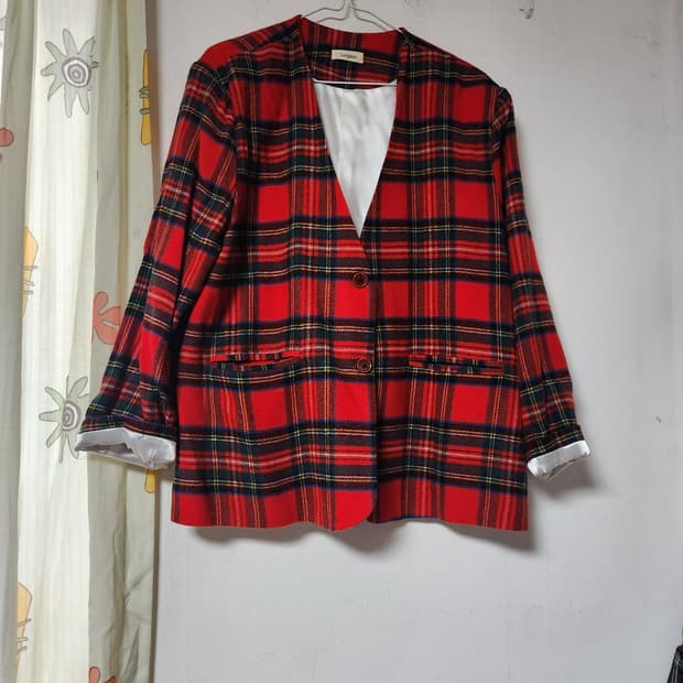 Langdon 레드 체크 패턴 자켓 F(~88)