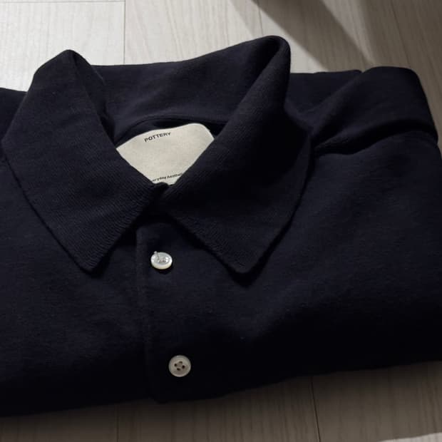 포터리 숏 슬리브 컴포트 폴로 니트 다크 네이비