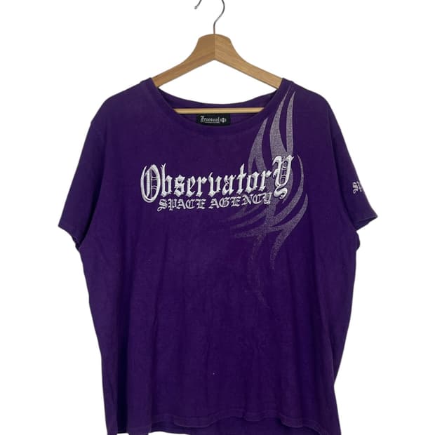 Freesual 퍼플 프린팅 반팔 티셔츠 LL