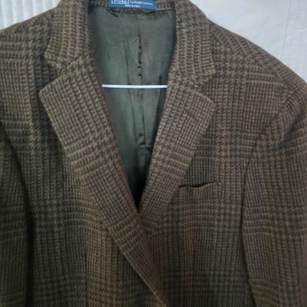 폴로  랄프로렌 체크 블레이저 이태리 모100프로 자켓