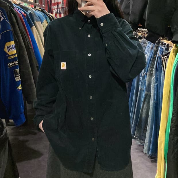 [IM] 칼하트 코듀로이 긴팔셔츠 딥그린