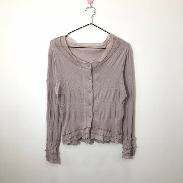 Jpn Pastel Lavender Ruffle Lace Cardigan