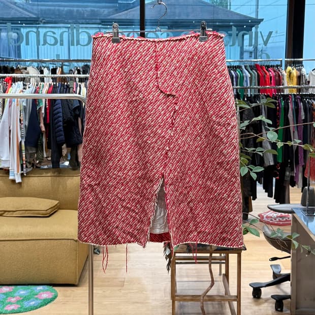 이자벨마랑 레드 트위드 미디스커트 