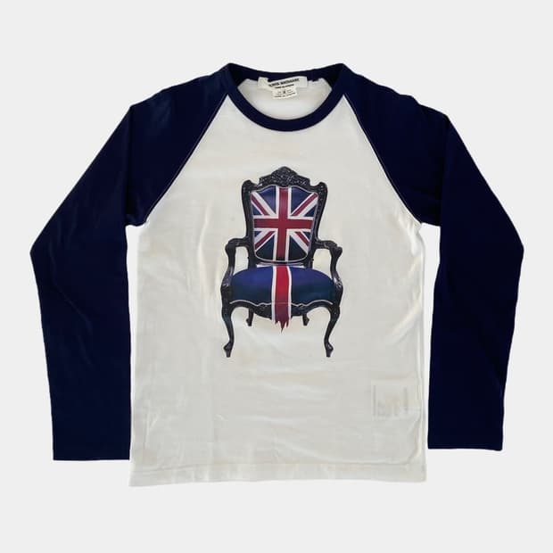 Junya Watanabe 꼼데가르송 유니언잭 체어 래글런 티셔츠