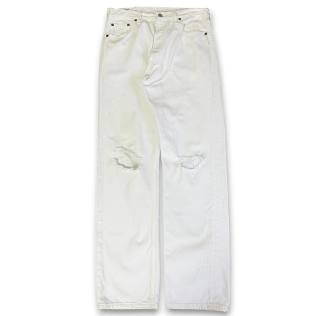 (30) USA 리바이스 501 90s 데미지 화이트팬츠