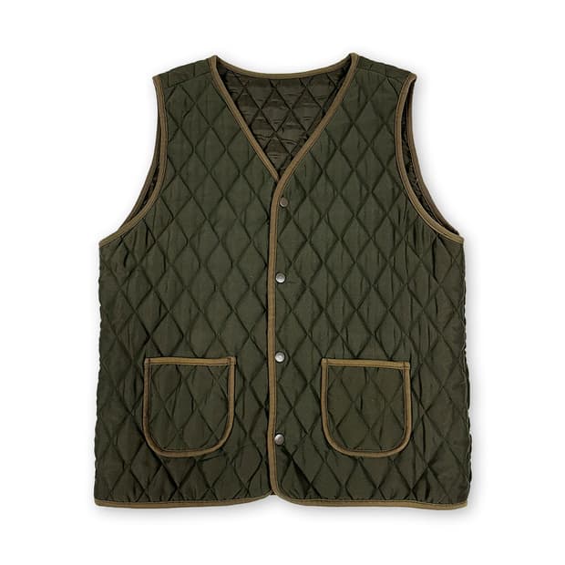 카키 누빔 퀼팅 베스트