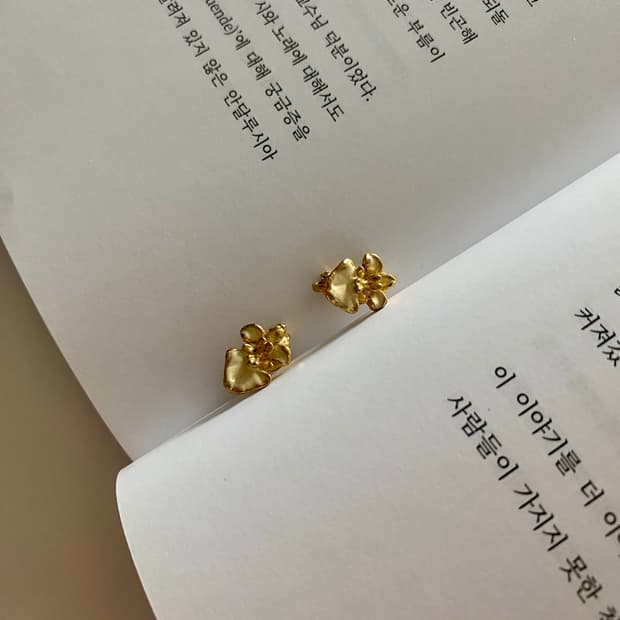 빈티지 골드 플라워 클립 귀걸이 귀찌
