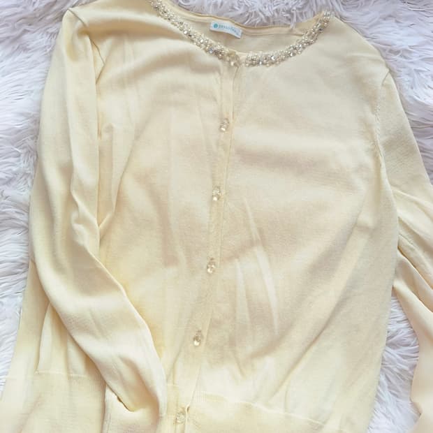 레몬우유 비즈 큐빅 가디건