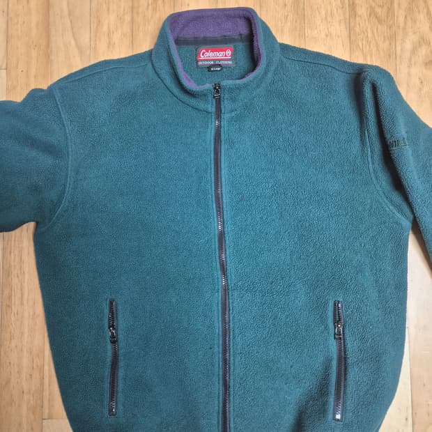 콜맨 후리스 집업 자켓 그린 xl 