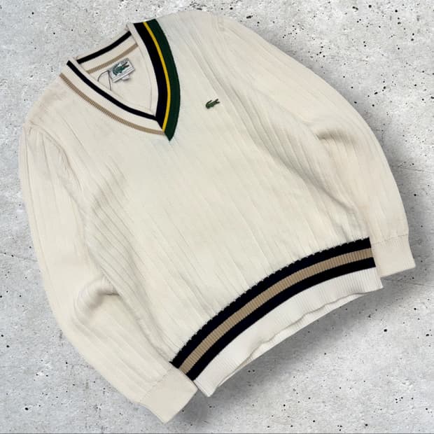 [L] Lacoste 라코스테 V넥 니트 아이보리 화이트 B338