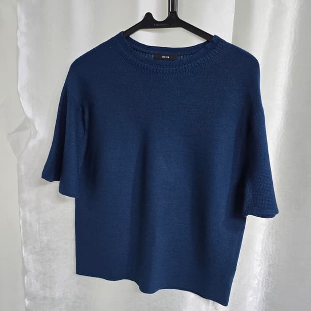 SYSTEM 시스템 네이비 반팔 니트 (1756)