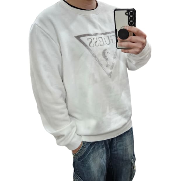 XL 게스 GUESS 화이트 기모 맨투맨