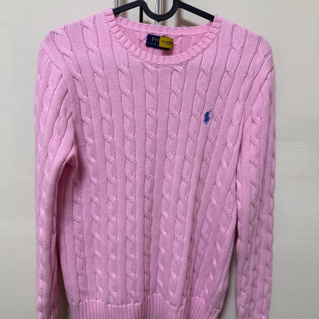 폴로 핑크 니트 정품 큐알택