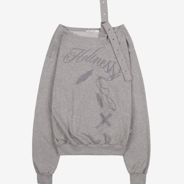 원숄더 버클 스웻셔츠 그레이