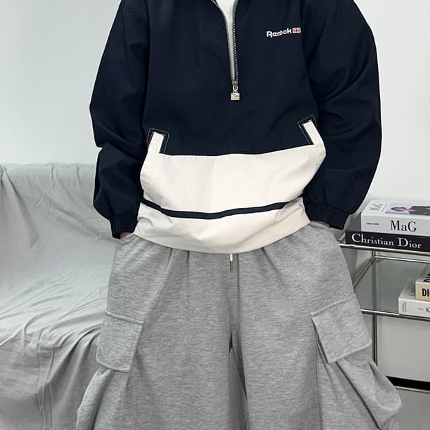 리복 클래식 하프집업 아노락 바람막이 90