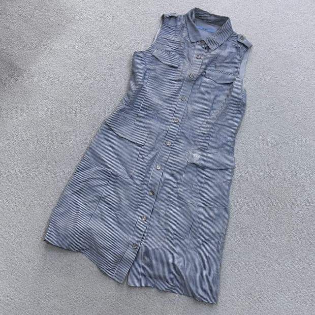 88-96-160 BCBG 스트라이프 민소매 셔츠 원피스 0630E