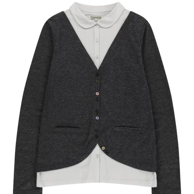 코이세이오 레이어드 셔츠 가디건 다크 그레이