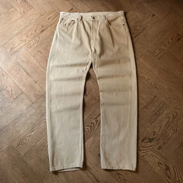 [38]90's 리바이스 501 Made in USA 베이지 데님 팬츠