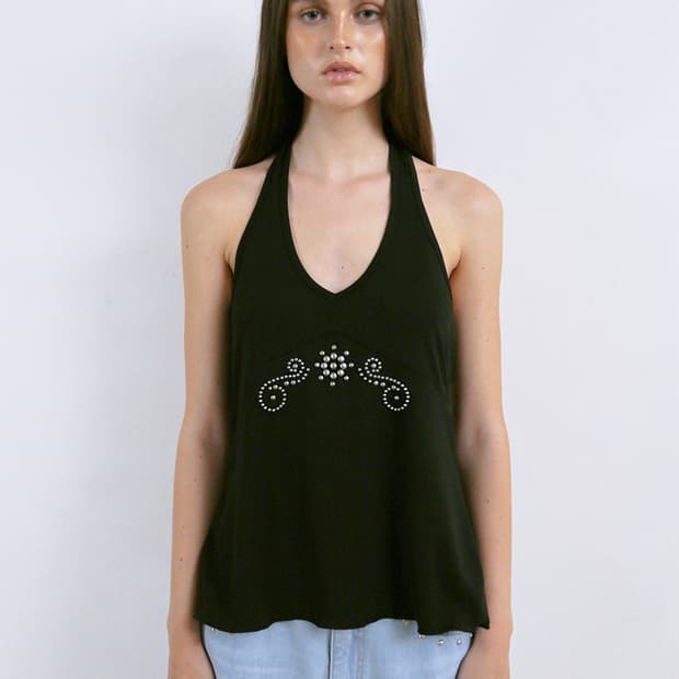 polysooem STUDDED HALTER TOP