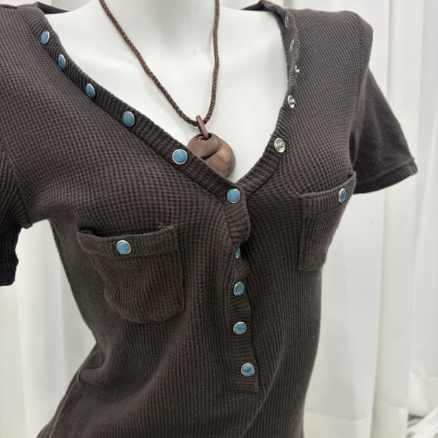 y2k 브이넥 슬리브