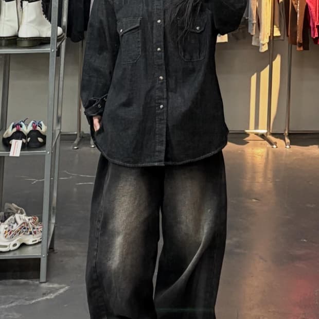 엘무드 인디고 웨스턴 데님 셔츠 A3501