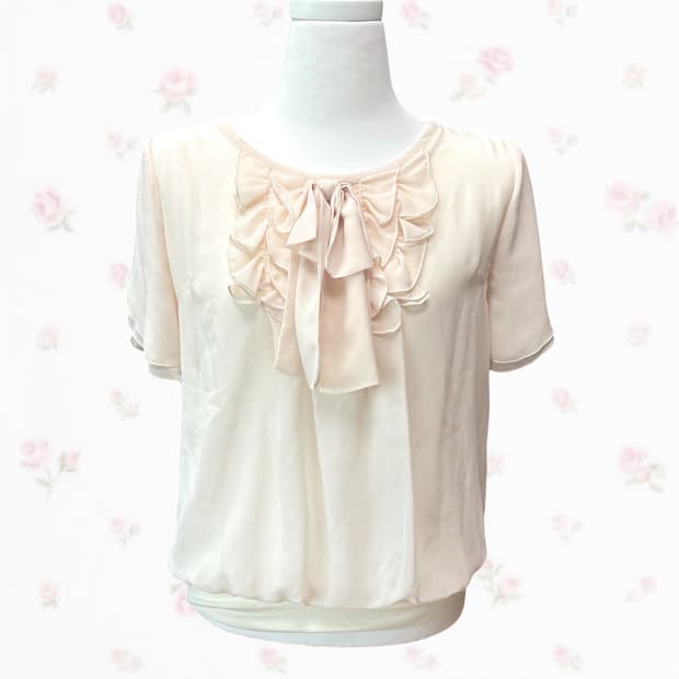 KarL Park Lane 살구 베이지 프릴 블라우스 탑