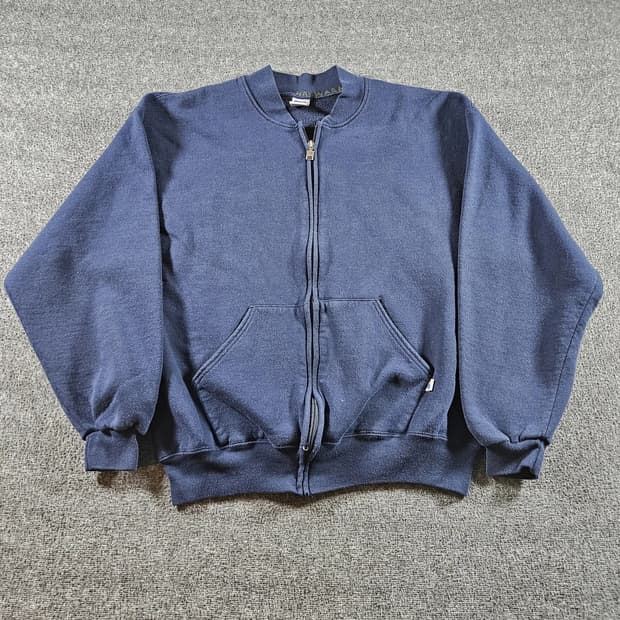 90s 러셀 애슬레틱 네이비 블루 풀 집업 스웻셔츠