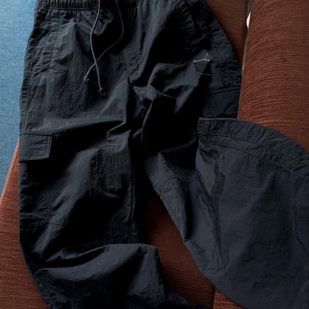 Washed nylon design cargo pants