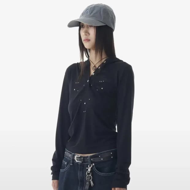 아캄 스터드 리프 후드 롱슬리브 studded leaf 1 사이즈
