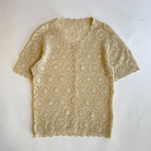 Crochet Circle Motif Short Sleeve Top