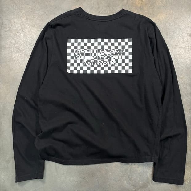 스투시 체커보드 롱 슬리브 티셔츠