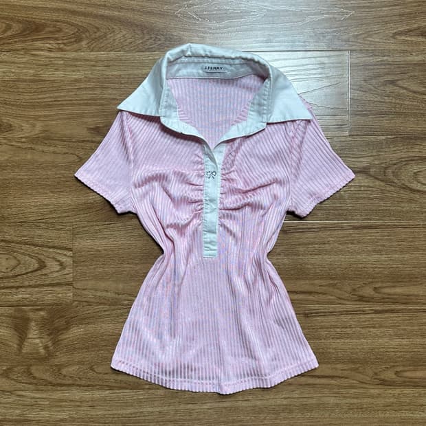 빈티지 딸기우유 핑크 큐빅 리본 반팔 티셔츠 히메갸루 로걀 라떼 오네갸루