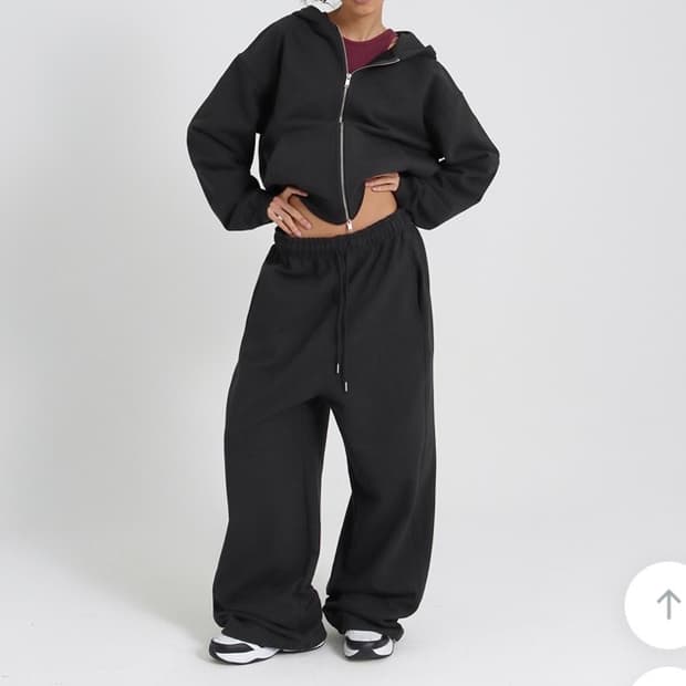 블랙업 비베이직 헤비스웨트 와이드 투웨이 트레이닝 팬츠 츄리닝 차콜