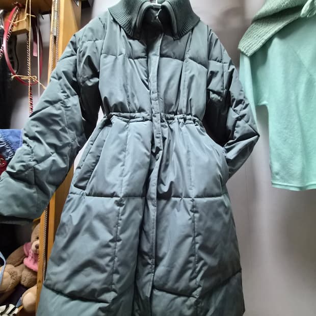 카키민트 내피퍼 패딩