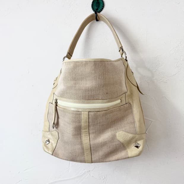 NORMA KAMALI 스터디드 백 (코튼+레더)