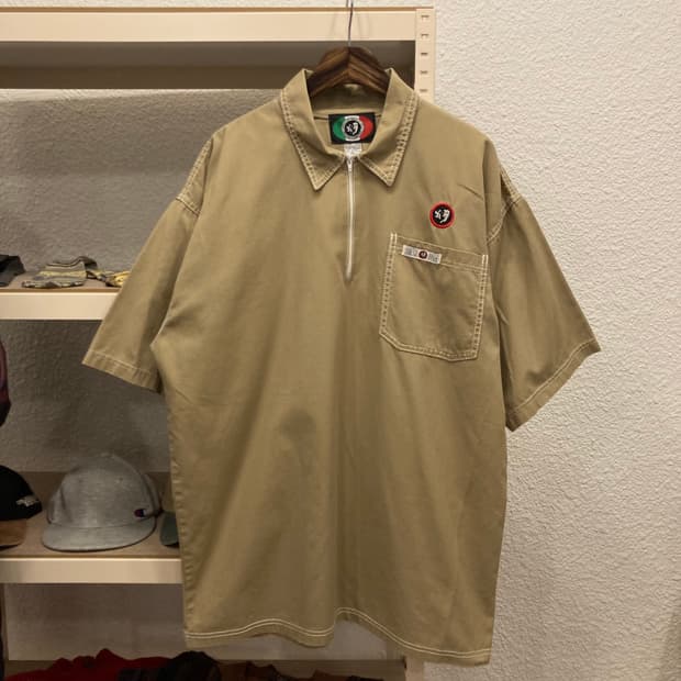 미국 빈티지 USA 하프 집업 셔츠 반팔 집업