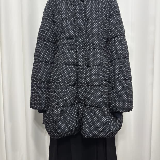 dot fur hood long padding