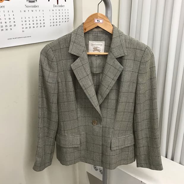 버버리 체크 린넨 자켓