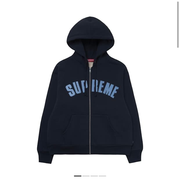 (L) 슈프림 아크 써멀 라인드 집업 후드 스웨트셔츠 네이비 25FW
