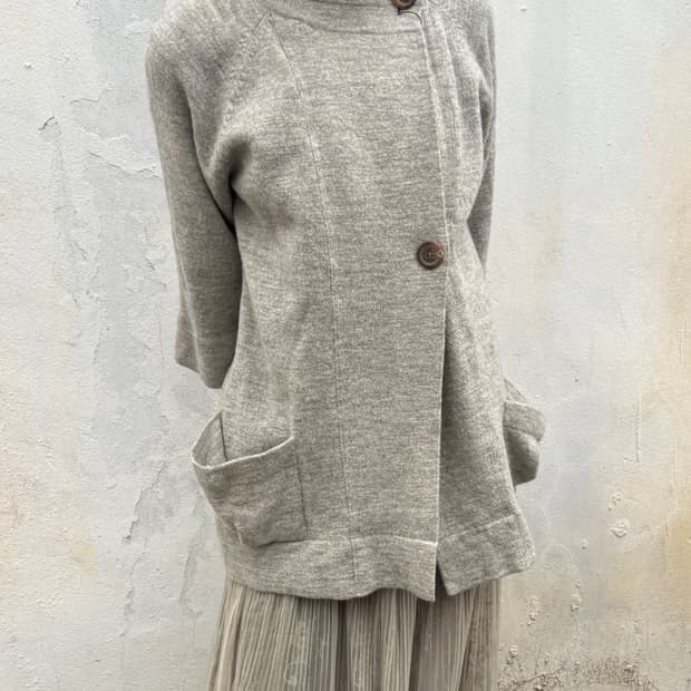 7부 소매 버튼 니트 자켓