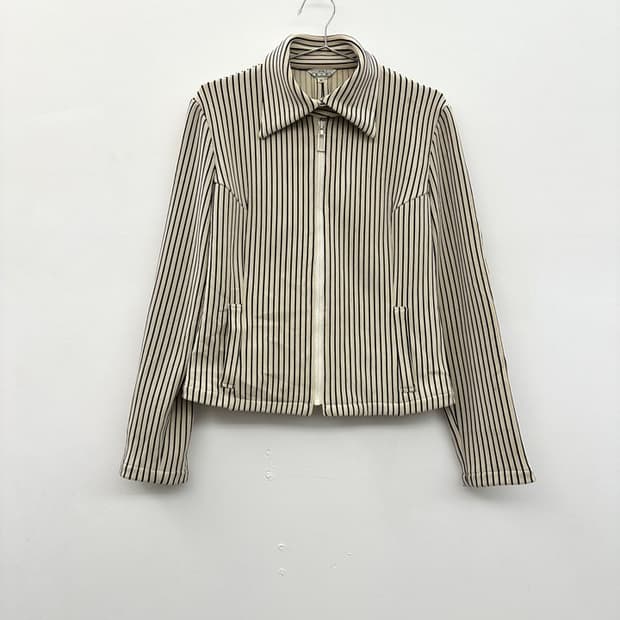 NICOLE stripe 2 buckle jacket / ivory